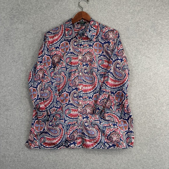 Lauren Ralph Lauren Tops - Lauren Ralph Lauren LRL Womens 1XL Colorful Paisley Cotton Button Up Shirt Top